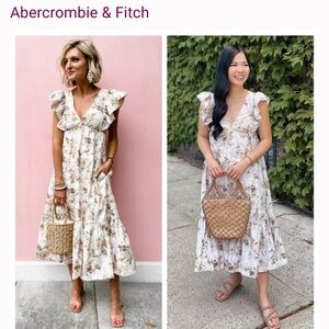 Abercrombie & Fitch Floral Flutter Sleeve Tiered Maxi Dress size small
